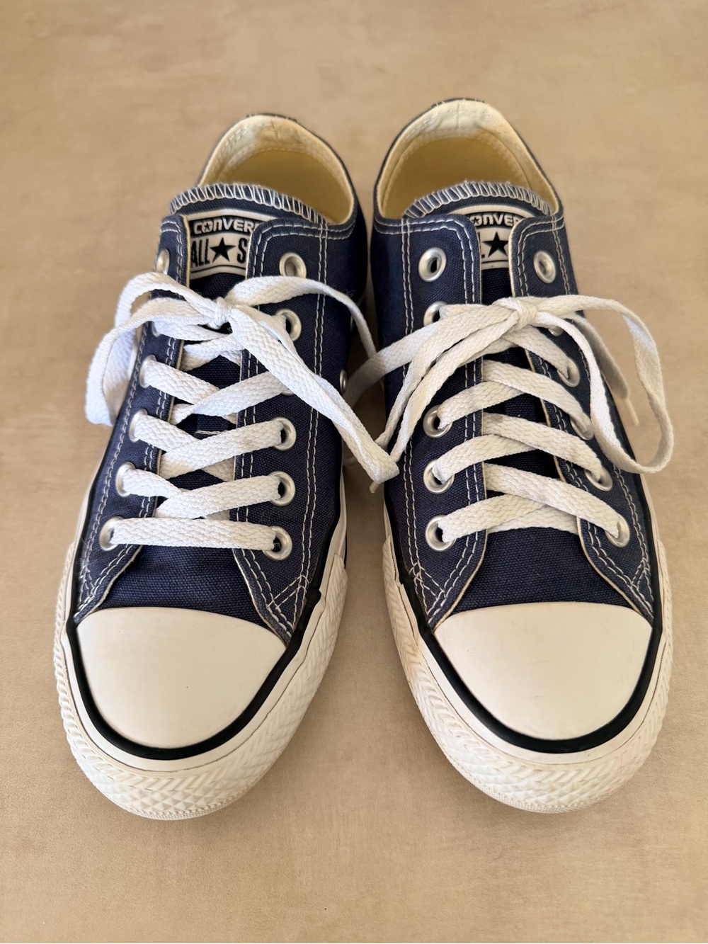 Converse Women’s Top Navy Canvas Sneakers Navy Blue (Size 7)